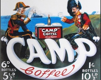 Vintage Camp Coffee Ad Sign, Coffee sign, vintage sign. Retro wall sign,