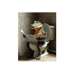 Crocodile on the Toilet metal sign, Crocodile Plaque, Crocodile sign