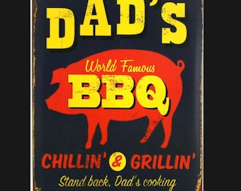 Vintage Dads BBQ Sign, BBQ sign, vintage sign. Retro wall sign, Garden Sign