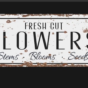 Retro Fresh Cut Flowers metal sign , Flowers sign. Retro wall sign, wall art, retro wall art