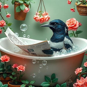 Magpie in the Bath metal sign,Magpie Plaque, Magpie sign