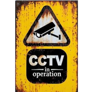 Vintage CCTV in Operation  Metal Sign, CCTV in Operation  plaque, CCTV in Operation retro wall sign
