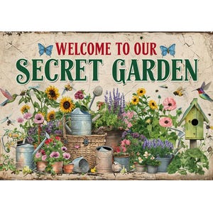 Vintage Secret Garden  Sign, Secret Garden   plaque, Secret Garden  wall sign