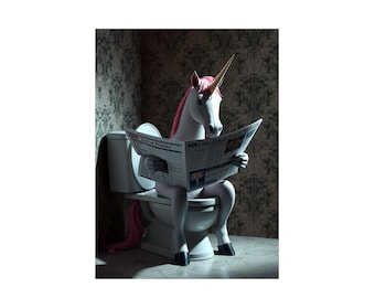 Unicorn on the Toilet metal sign, Unicorn Plaque, Unicorn sign