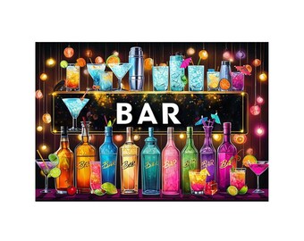 Bar Neon Look Metal Sign, Bar  sign, Bar Plaque