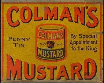 Vintage Colmans Mustard Ad Sign, kitchen sign, vintage sign. Retro wall sign,