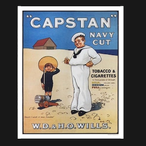 Vintage Capstan Navy Cut  Ad Sign, kitchen sign, vintage sign. Retro wall sign,