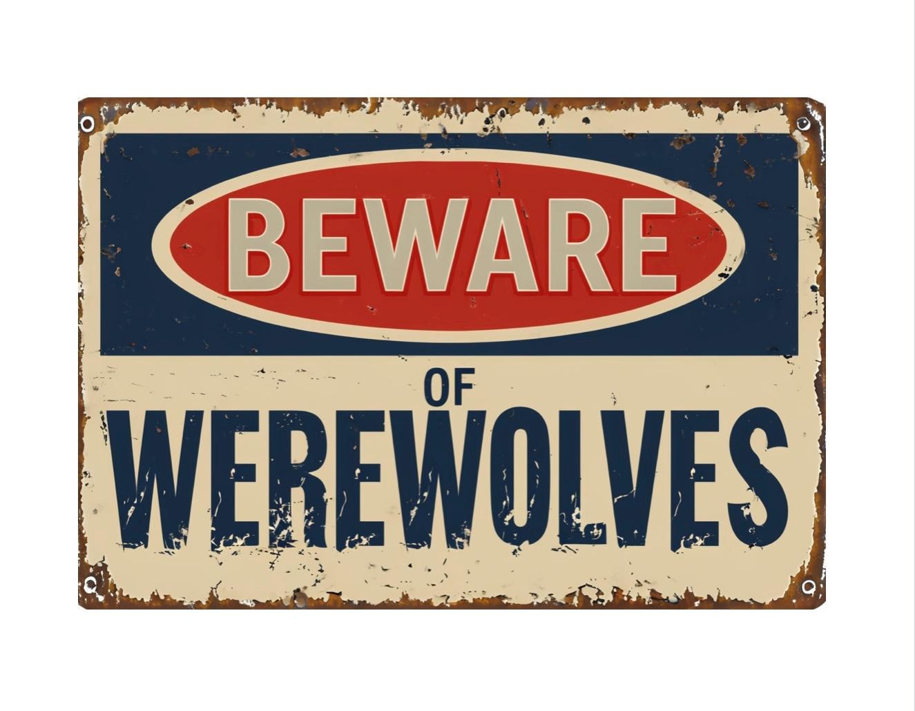 Beware of Werewolves Metal Sign, Werewolves Sign, Werewolves Plaque ...
