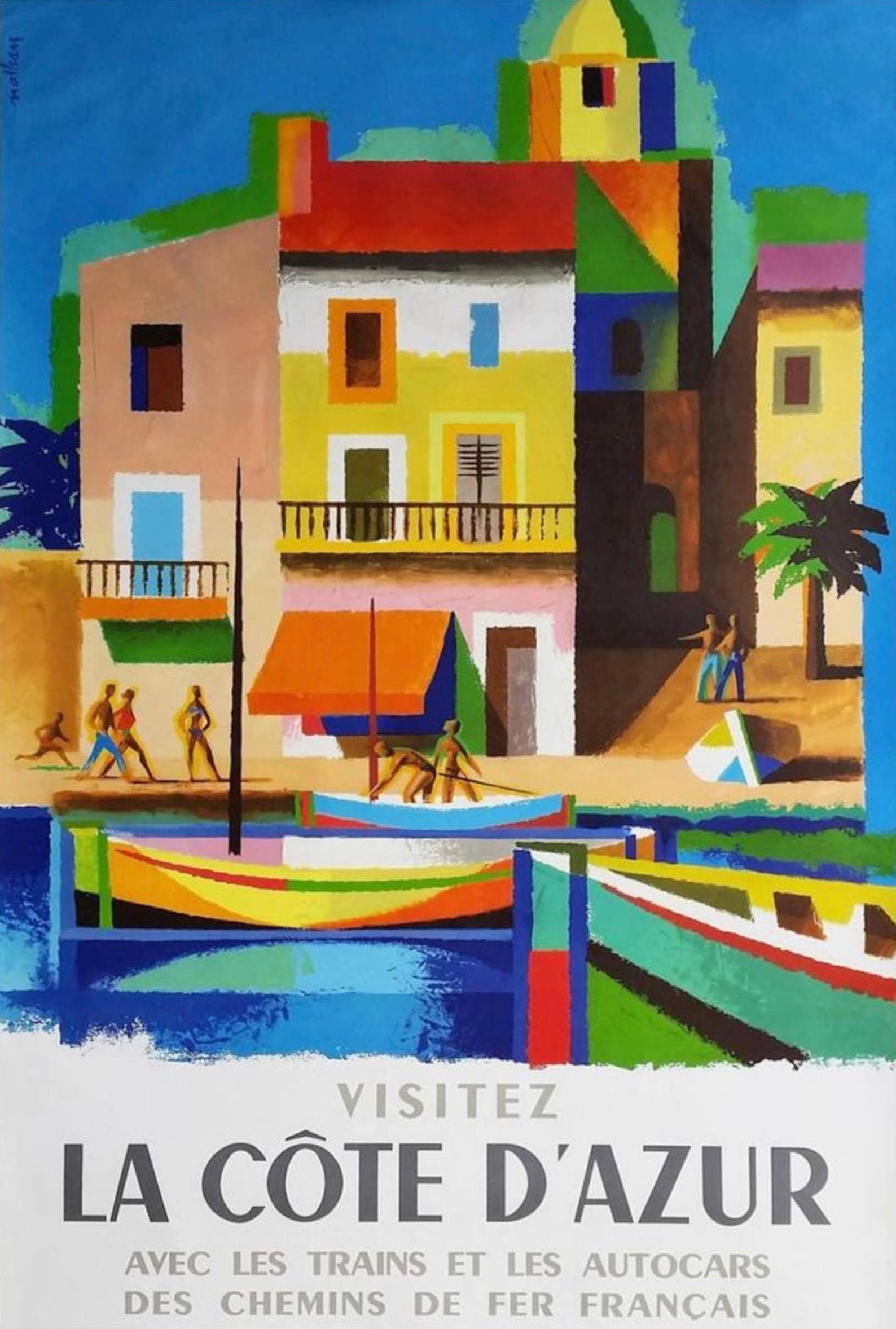 Vintage Cote DAzur Print France Print Vintage Print Travel | Etsy