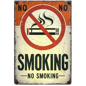 Smoke Free Environment Sign - Black/Silver Plastic Door/Wall Sign 2x6 Inches