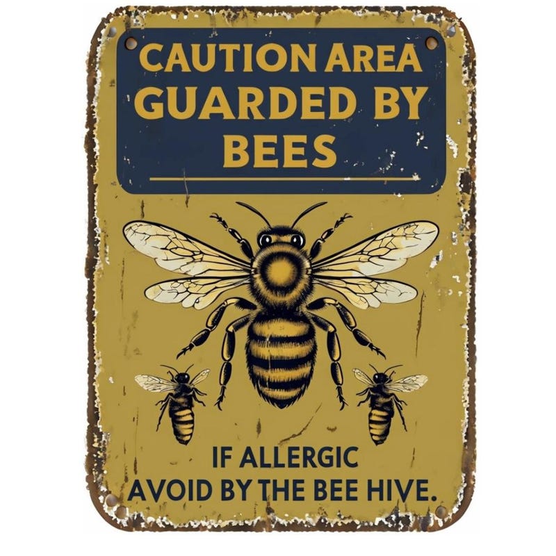 Bee Block Sign Bee Warning Sign - Etsy