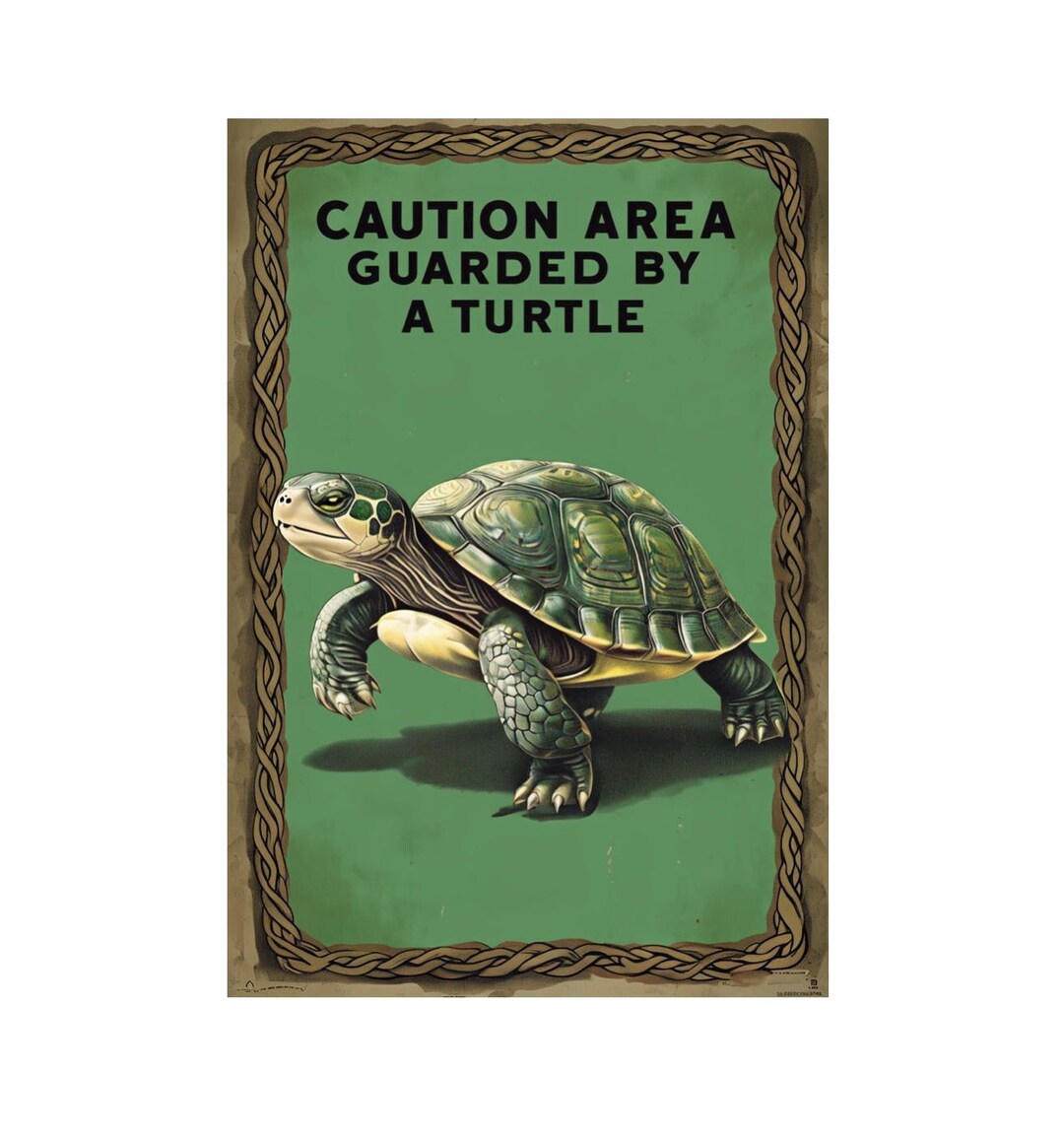 Caution Area Guarded by A Turtle Metal Sign,turtle Sign, Turtle Plaque ...