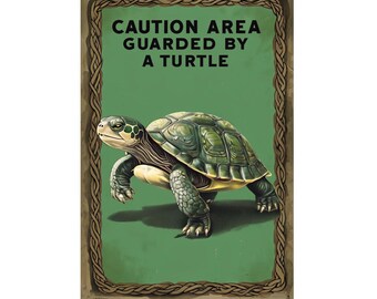 Deerts Schild 'Beware Of Attack Turtle' – Witziges Alu-Schild Für Garten & Haus