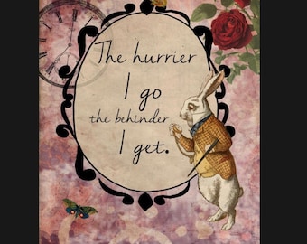 Vintage Alice in Wonderland White Rabbit print, Alice in Wonderland Print, Vintage Print, Rabbit Print