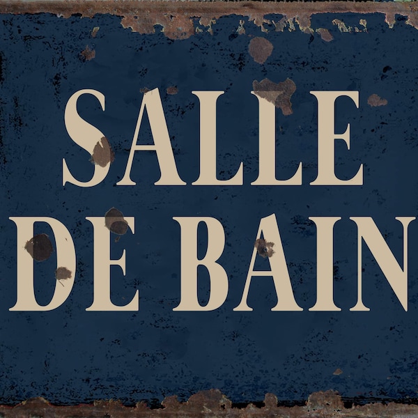 Vintage Salle De Bain Metal Sign, Salle De Bain plaque, Salle De Bain retro wall sign