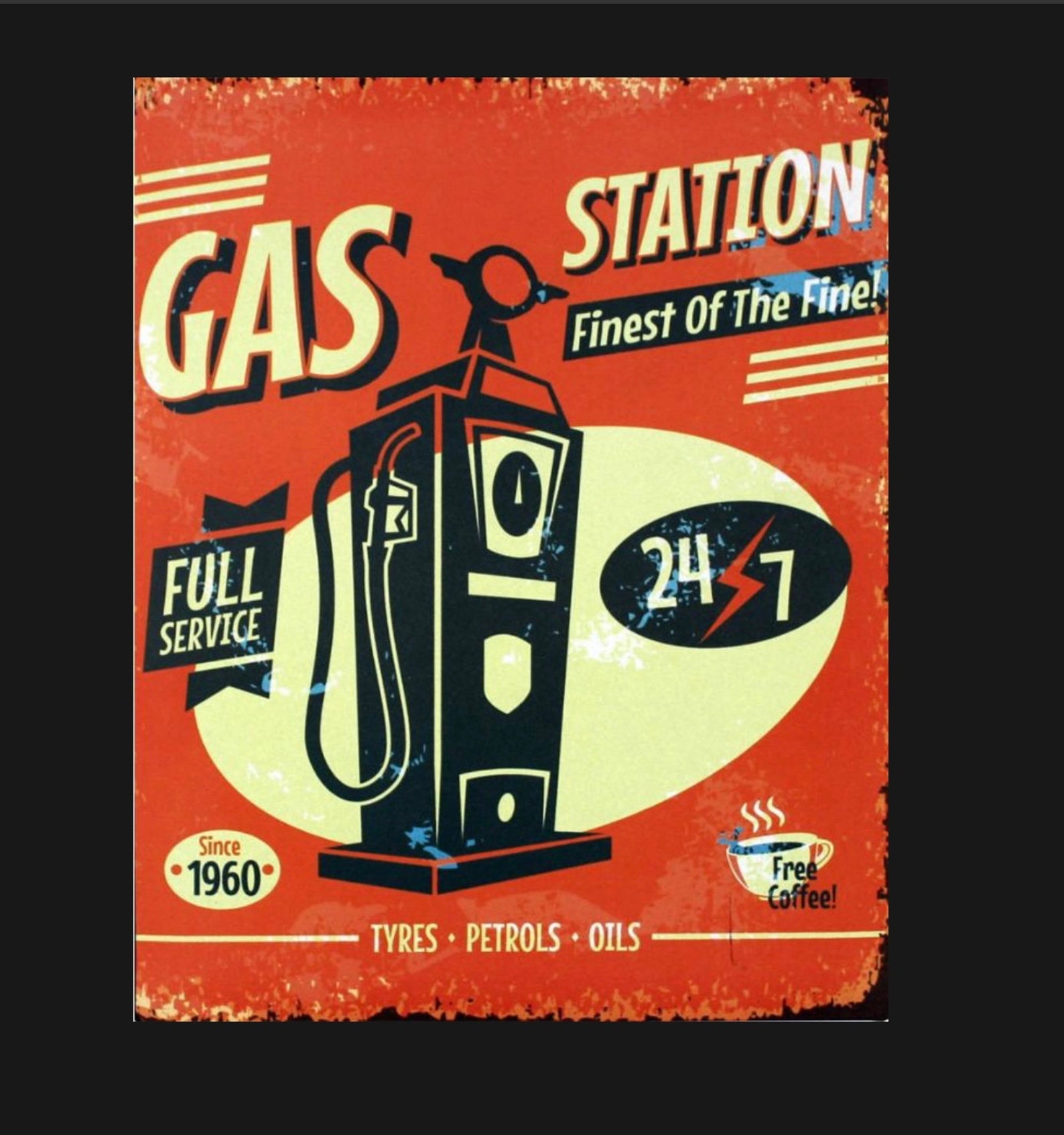 Vintage Gas Station Metal Sign, Garage Sign, Vintage Sign. Retro Wall ...