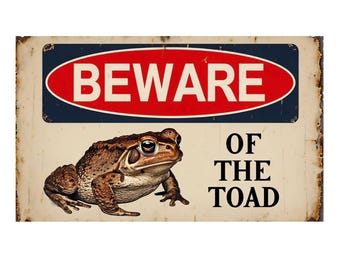 Beware of The Toad metal sign, Toad sign, Toad Plaque