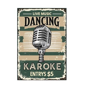 Vintage Live Music Metallschild, Tanzplakette, Karaoke-Wandschild, Live Music-Schild