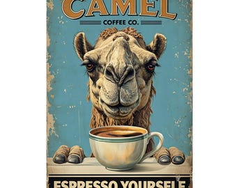 Camel Coffee Co metal sign, Camel Plaque, Coffee sign, Coffee Plaque