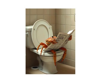 Crab on the Toilet metal sign, Crab Plaque, Crab sign