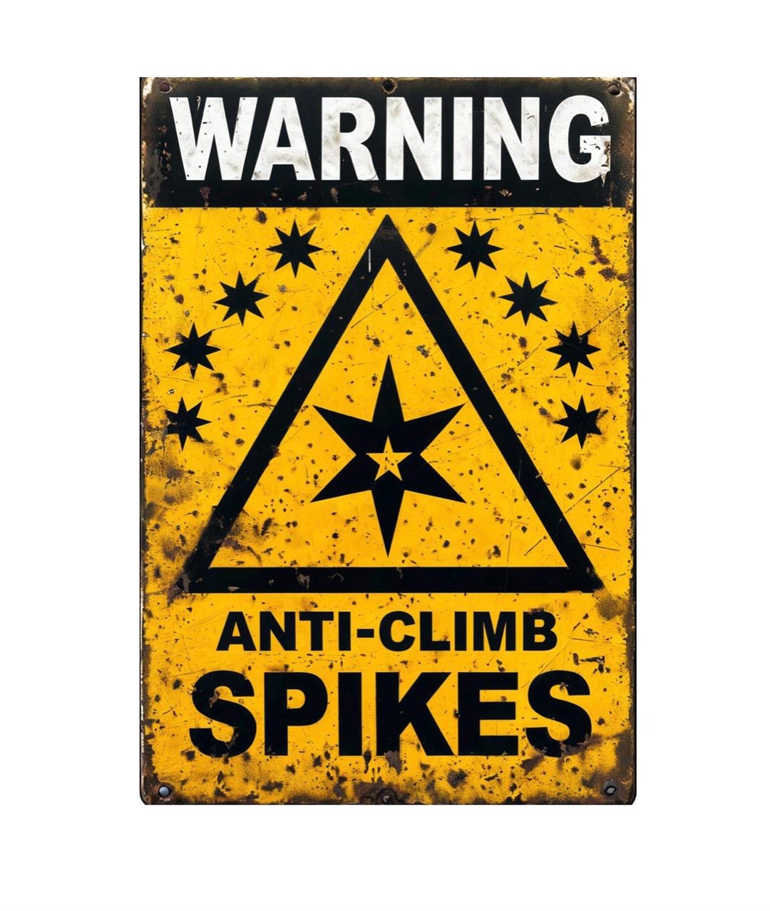 Vintage Warning Anti Climb Spikes Metal Sign, Anti Climb Spikes Plaque ...