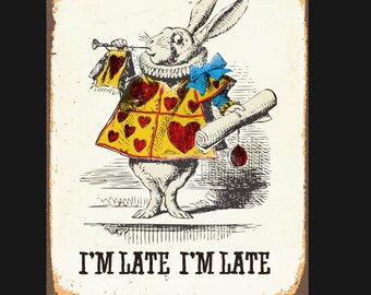 Vintage Alice in Wonderland White Rabbit print, Alice in Wonderland Print, Vintage Print, Rabbit Print
