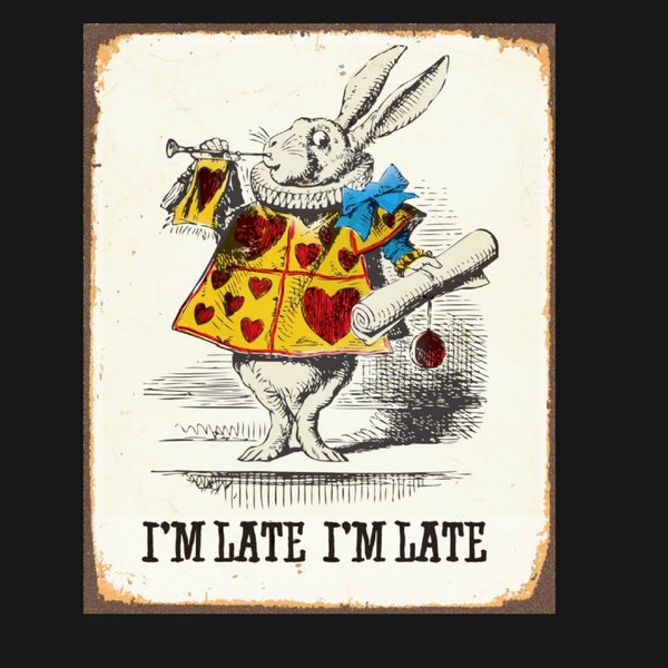 Vintage Alice in Wonderland White Rabbit print, Alice in Wonderland Print, Vintage Print, Rabbit Print