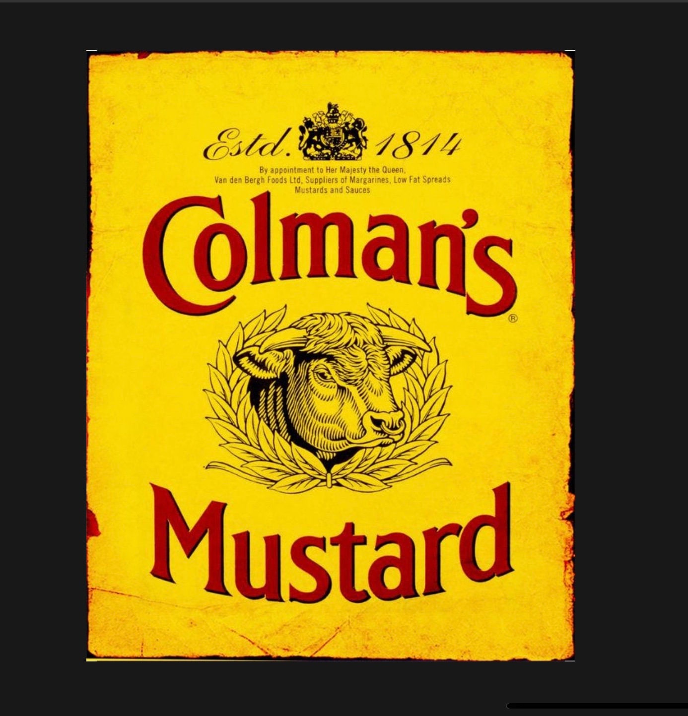Vintage Colmans Mustard Ad Sign, kitchen sign, vintage sign. Retro wall sign,