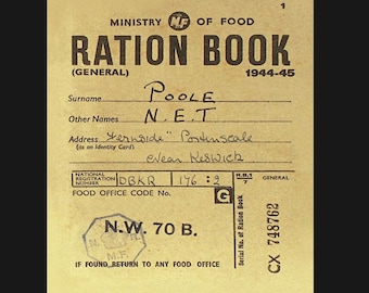 Vintage Wartime Ration book metal sign, Wartime sign, vintage sign. Retro wall sign, propaganda sign