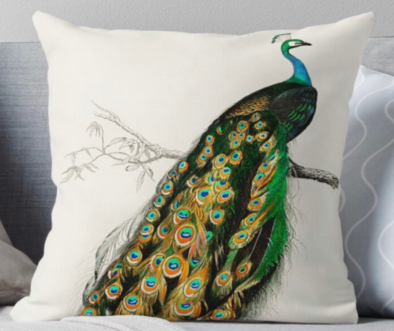 Quality Peacock Velvet or Linen cushion with insert Peacock Etsy