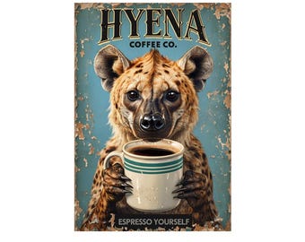 Hyena Coffee Co metal sign, Hyena Plaque, Coffee sign, Coffee Plaque