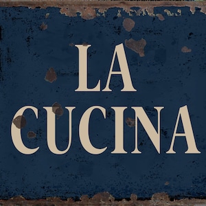 Vintage La Cucina Sign, La Cucina plaque, La Cucina  wall sign