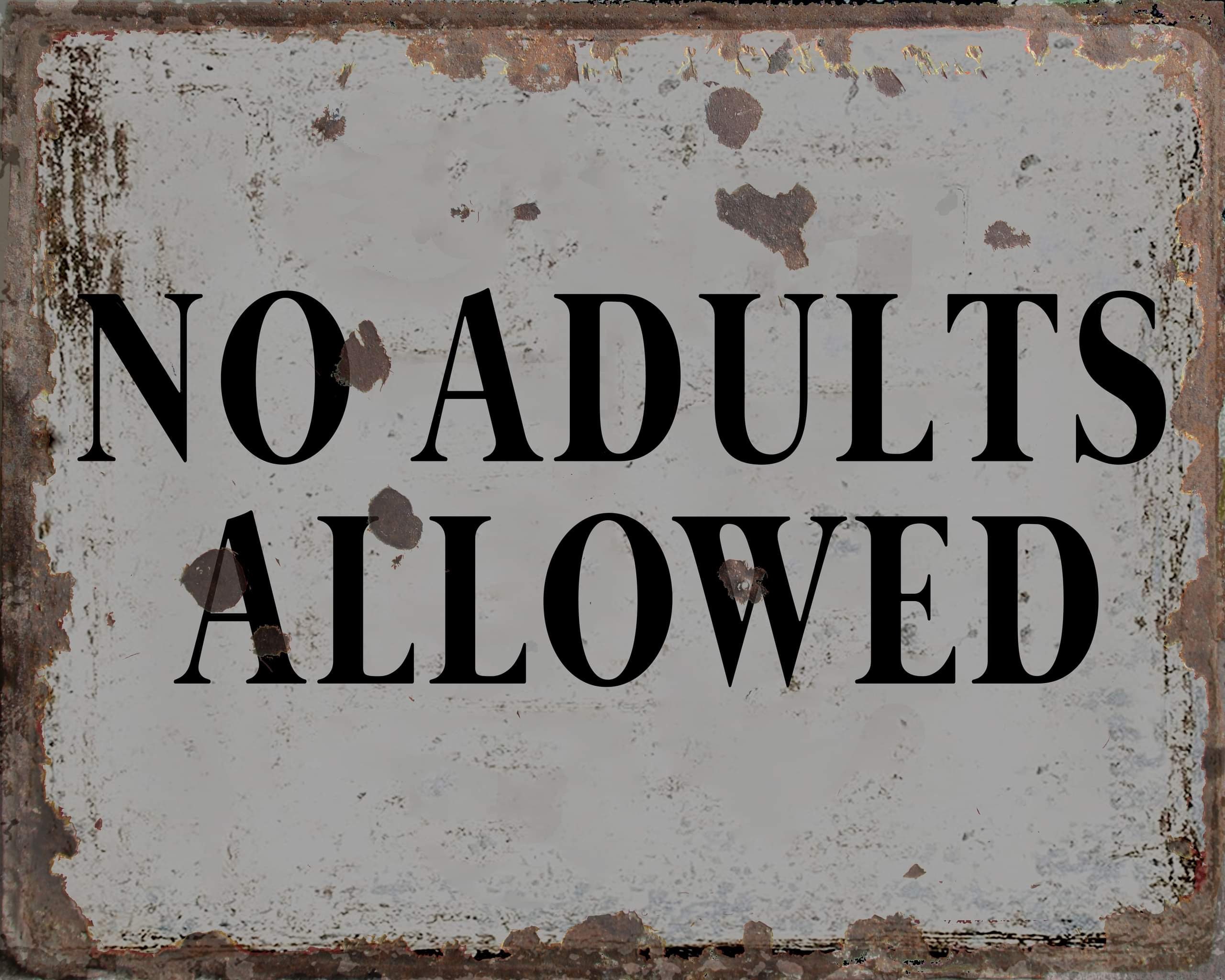 Vintage No Adults Allowed  Sign, No Adults  plaque, No Adults  wall sign