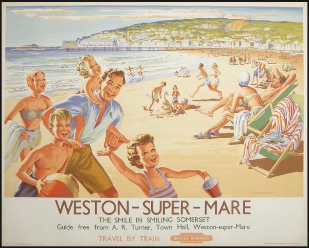 Carte Postale Ancienne – Plage De Weston-super-Mare, Somerset, Angleterre (u12989)