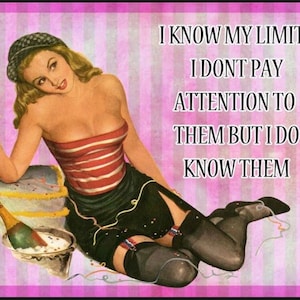 I know my limits Sign, Drink sign, vintage sign. Retro wall sign, bar sign