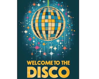 Welcome To The Disco Metal Sign,  Disco plaque,  Disco Retro wall sign