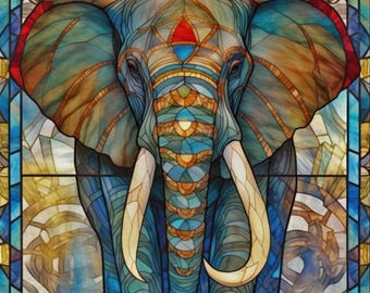 Elefant Faux Buntglas Fenster Metallplakette, Elefant Plaque, Elefant Zeichen,