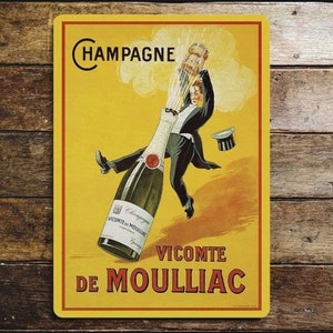 Vintage French Champagne ad metal sign, Champagne Sign, french sign, . Retro wall sign,