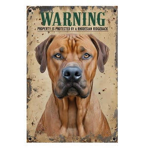 Warning Property Protected by Rhodesian Ridgeback Sign, Rhodesian Ridgeback Security Plaque, Rhodesian Ridgeback sign