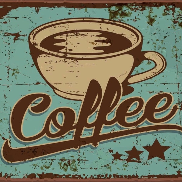 Vintage Coffee metal Sign, Coffee sign, vintage sign. Retro wall sign, Coffee