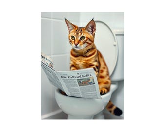 Bengal Cat on the Toilet metal sign, Bengal Cat  Plaque, Bengal Cat sign