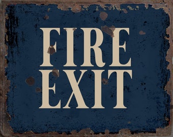 Vintage Fire Exit  Sign, Fire Exit  plaque, Fire Exit  wall sign