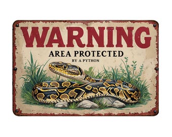 Warnbereich geschützt von einem Python Metallschild, Python Plaque, Python Zeichen