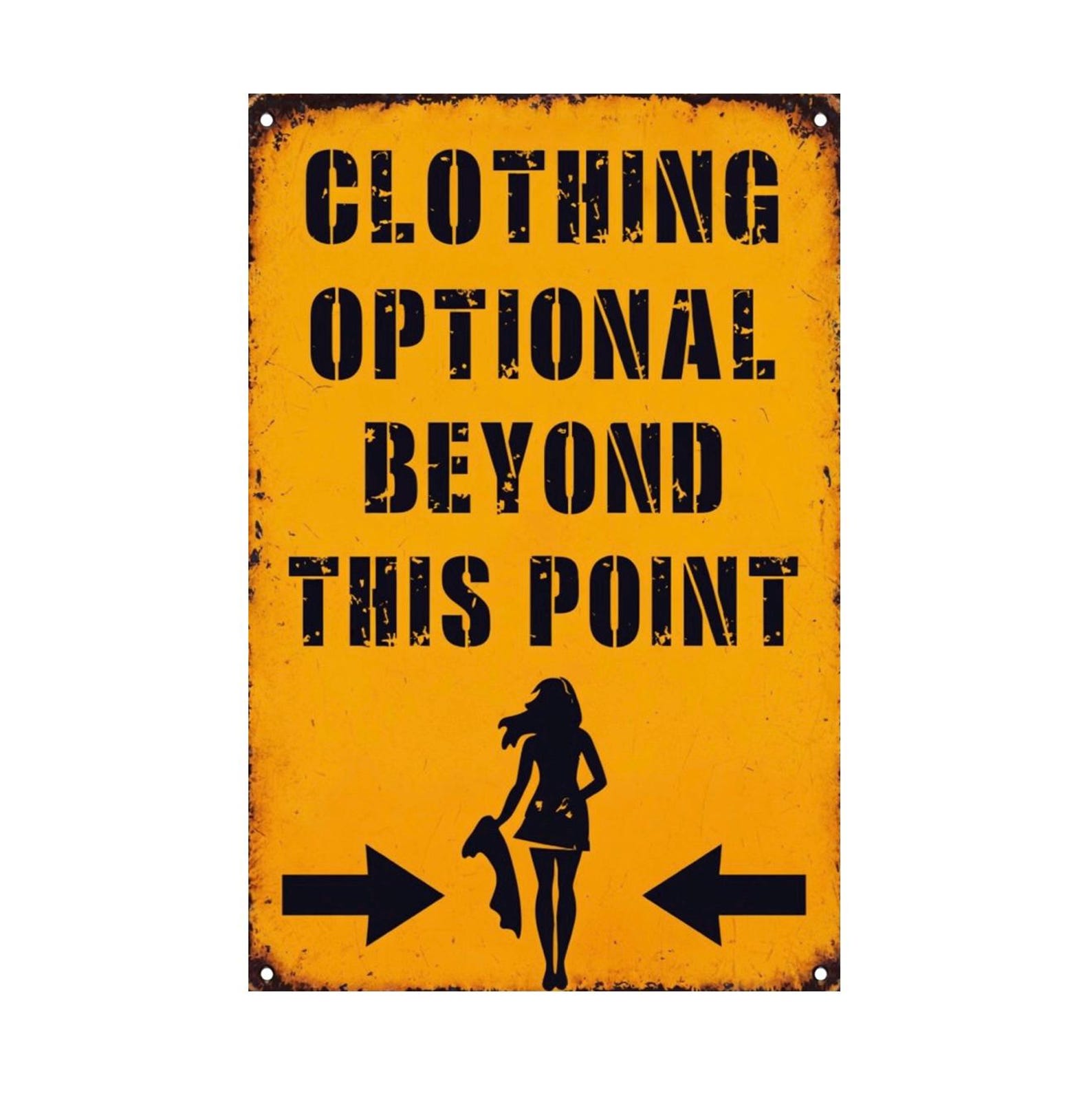 Vintage Clothing Optional Sign, Clothing Optional Plaque, Clothing ...