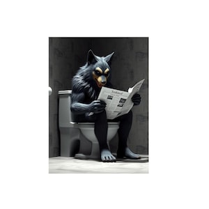 Werewolf on the Toilet metal sign, Werewolf Plaque, Werewolf sign