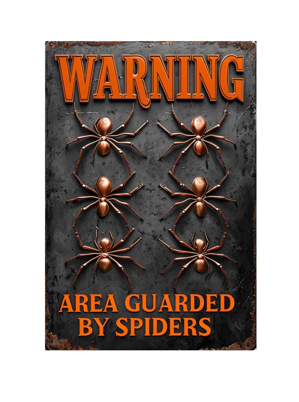 Warning Area Guarded by Spiders Metal Sign, Spiders Plaque, Spiders ...
