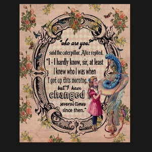 Alice in Wonderland And Caterpillar metal sign , Alice sign. Retro wall sign, wall art, retro wall art