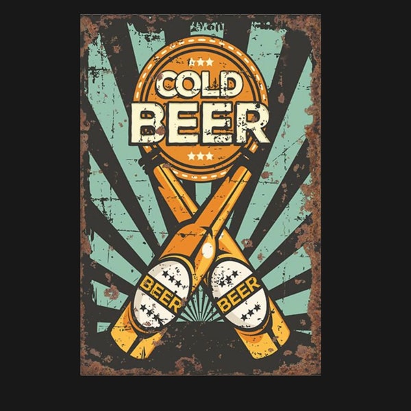 Vintage Cold Beer retro Sign, Beer sign. Retro wall sign, wall art, retro wall art