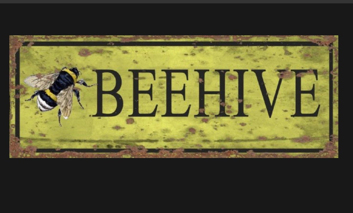 Retro Beehive Metal Sign , Beehive Sign. Retro Wall Sign, Wall Art ...