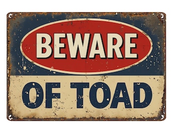 Beware of Toad metal sign, Toad sign, Toad Plaque